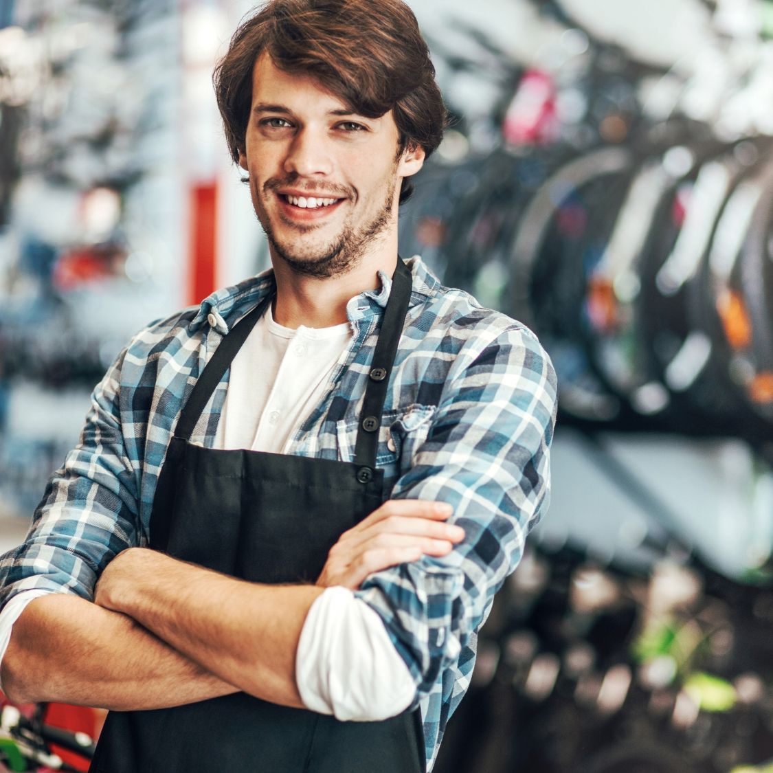 Man working in bike store